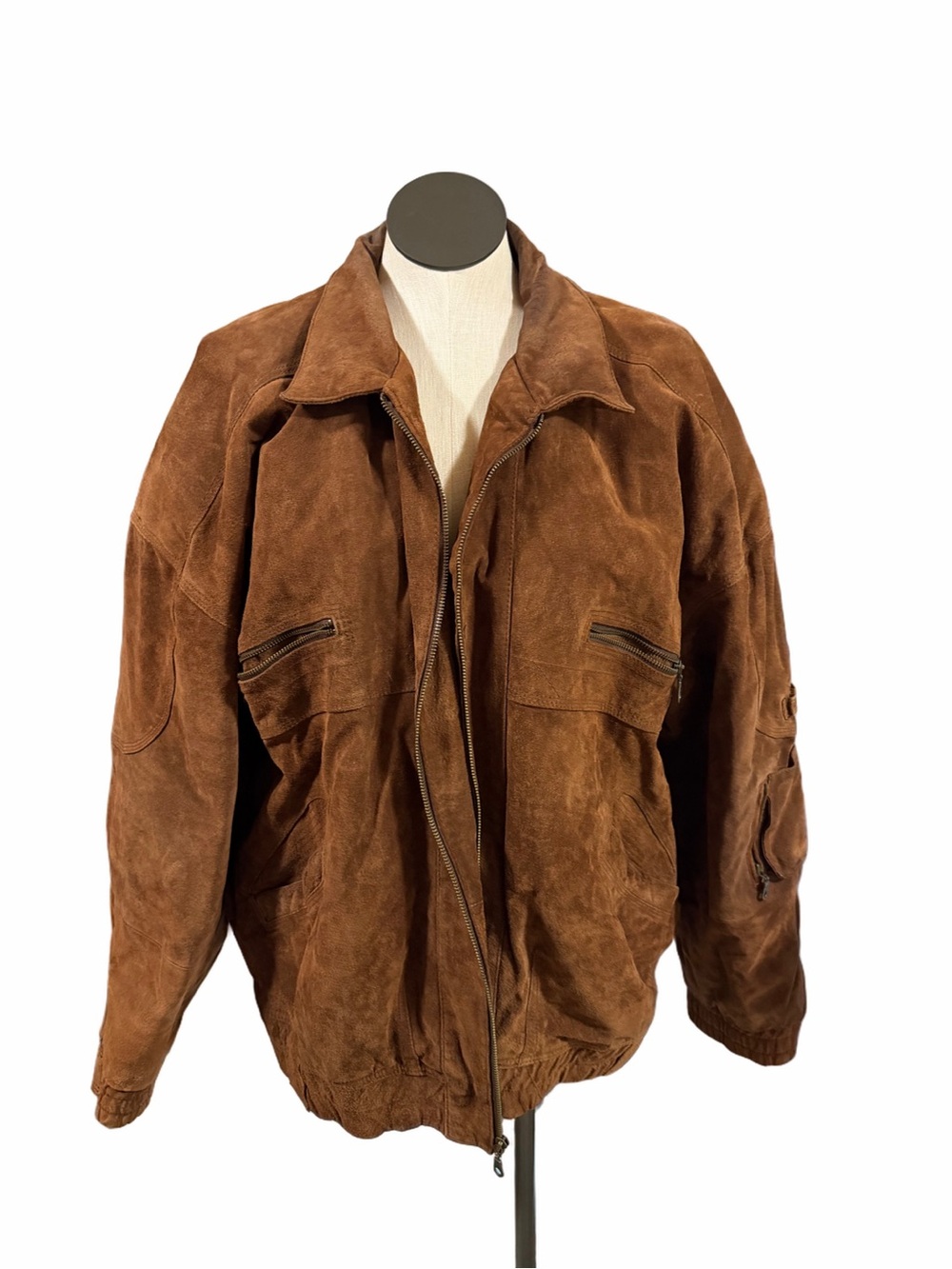 WEEKENDS Men's Brown Suede leather Bomber Jacket - Classic Casual Outerwear 3XLT